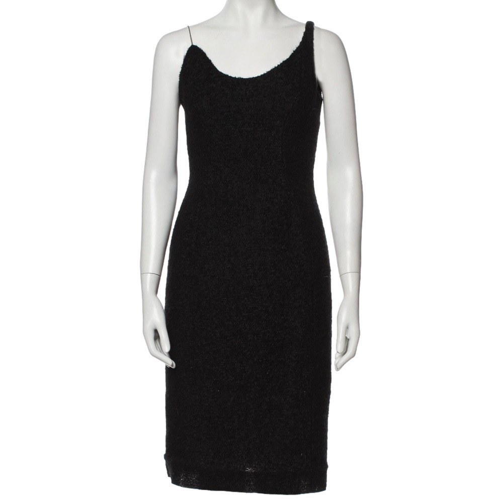 Archival Thierry Mugler Black Wool Boucle and Chain Dress - 1999 Fashion Week - Picture 5 of 12
